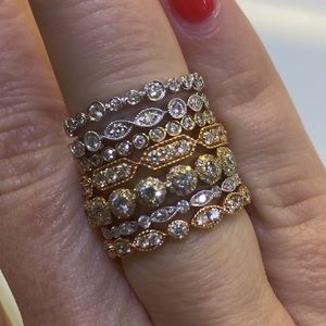 14kt and 18kt gold diamond stackable rings